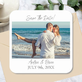 Save the Date Foto personalisieren Quadratischer Aufkleber