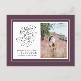 Save the Date Foto Picture Lila Elegante Hochzeit Ankündigungspostkarte