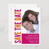 Save the Date Foto POSTCARD! Orange und Rosa Ankündigungspostkarte (Vorne/Hinten)
