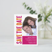 Save the Date Foto POSTCARD! Orange und Rosa Ankündigungspostkarte (Stehend Vorderseite)