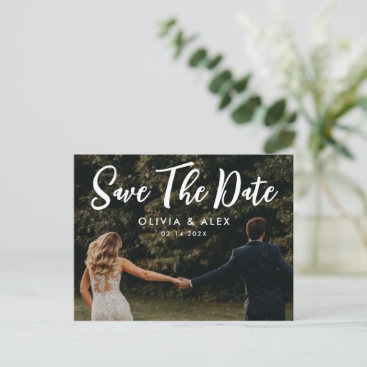 Save the Date Foto Postkarte (Stehend Vorderseite)