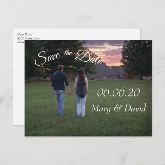 Save the Date Foto Postkarte (Vorne/Hinten)