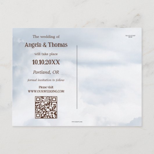 Save the Date Foto QR Code Dreamcatcher Postkarte (Rückseite)