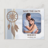 Save the Date Foto QR Code Dreamcatcher Postkarte (Vorderseite)