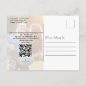 Save the Date Foto QR-Code SkriptTypografie Ankündigungspostkarte (Rückseite)