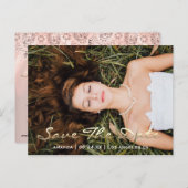 Save the Date Foto Rosa 16. 15. Brautparty Postkarte (Vorne/Hinten)