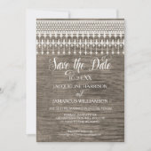 Save the Date Foto Rustikaler Spitzenholzzzaun Einladung (Vorderseite)