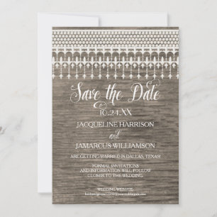 Save the Date Foto Rustikaler Spitzenholzzzaun Einladung