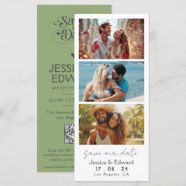 Save the Date Foto-Stand Qr-Code Leichter grüner C