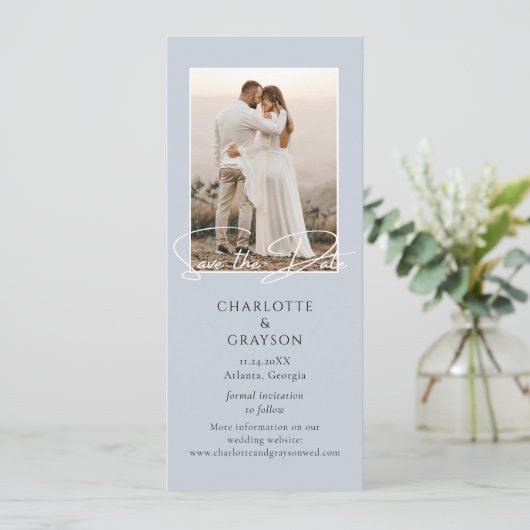 Save the Date Foto Stilvolle Hochzeitsankündigung Ankündigung (Stehend Vorderseite)