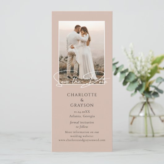 Save the Date Foto Stilvolle Hochzeitsankündigung Ankündigung (Stehend Vorderseite)
