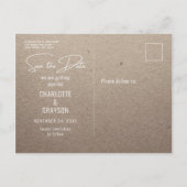Save the Date Foto Stilvolle Rustikale Hochzeit Ankündigungspostkarte (Rückseite)