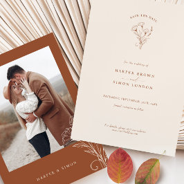 Save the Date Foto Terracotta Hochzeit Einladung