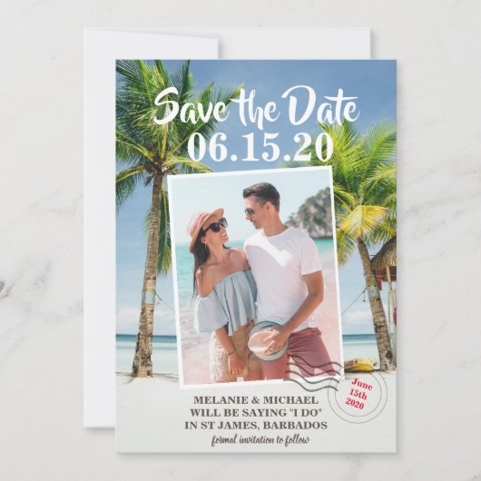 Save the Date Foto Tropical Luggage Tag (Vorderseite)