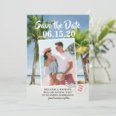 Save the Date Foto Tropical Luggage Tag (Stehend Vorderseite)