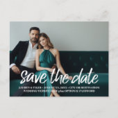 Save the Date - Foto und moderne bürstenbehaftete  Ankündigungspostkarte (Vorderseite)