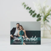 Save the Date - Foto und moderne bürstenbehaftete  Ankündigungspostkarte (Stehend Vorderseite)