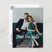Save the Date - Foto und moderne bürstenbehaftete  Ankündigungspostkarte (Vorne/Hinten)