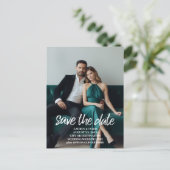 Save the Date - Foto und moderne bürstenbehaftete  Ankündigungspostkarte (Stehend Vorderseite)