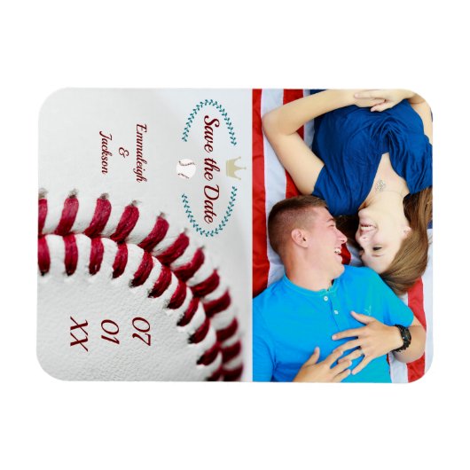 Save the Date Foto Wedding Baseball Theme Magnet (Horizontal)
