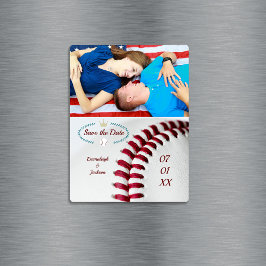Save the Date Foto Wedding Baseball Theme Magnet
