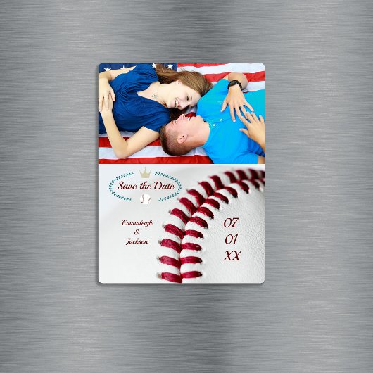 Save the Date Foto Wedding Baseball Theme Magnet