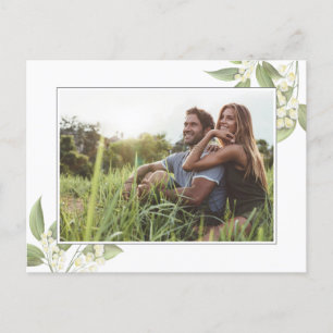 Save the Date Foto Wedding Blumengrün Ankündigungspostkarte