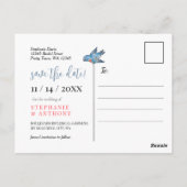 Save the Date Foto "Wildblume Bird Border" Postkarte (Rückseite)