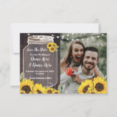 Save the Date Foto Wood Sunflower Foto Hochzeit (Vorderseite)