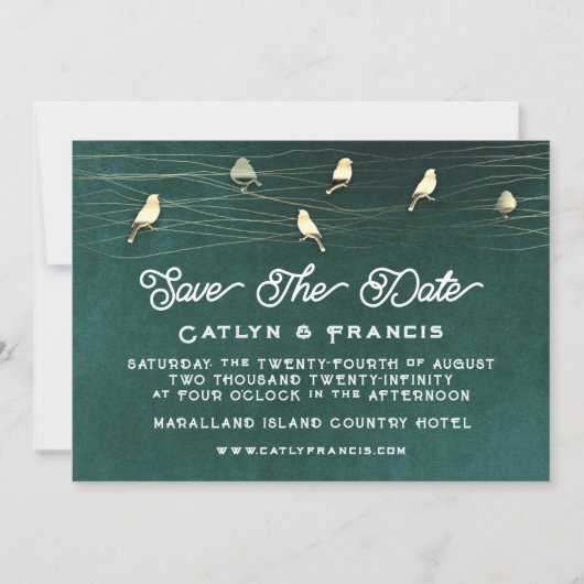 Save the Date Foto Woodland Hütte Golden Bird Einladung (Vorderseite)