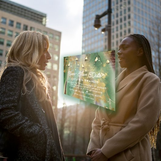 Save the Date Foto Woodland Hütte Golden Bird Einladung