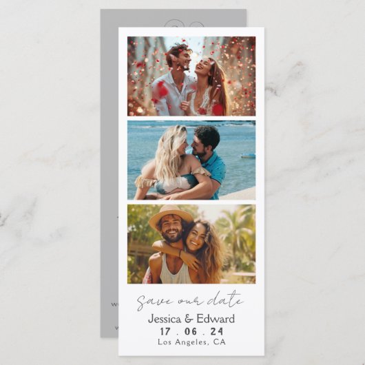 Save the Date FotoBooth Qr Code Light Gray Modern (Vorne/Hinten)