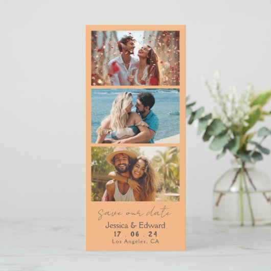Save the Date FotoBooth Qr Code Light Orange Chic (Stehend Vorderseite)