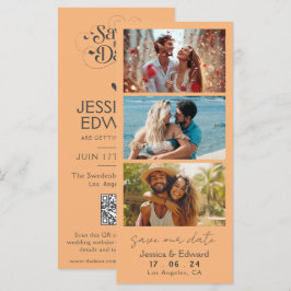 Save the Date FotoBooth Qr Code Light Orange Chic