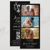 Save the Date FotoBooth Qr Code Schwarz-weiß Chic (Vorne/Hinten)