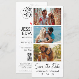 Save the Date FotoBooth Qr Code Schwarz-weiß Chic