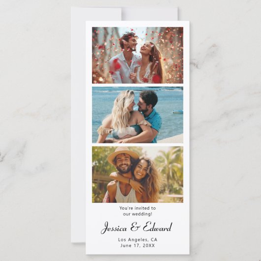 Save the Date FotoBooth Qr Code Schwarz-weiß Chic (Vorderseite)