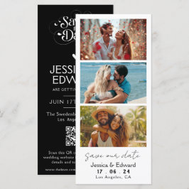 Save the Date FotoBooth Qr Code Schwarz-weiß Chic