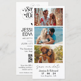 Save the Date FotoBooth Qr Code Schwarz-weiß Chic