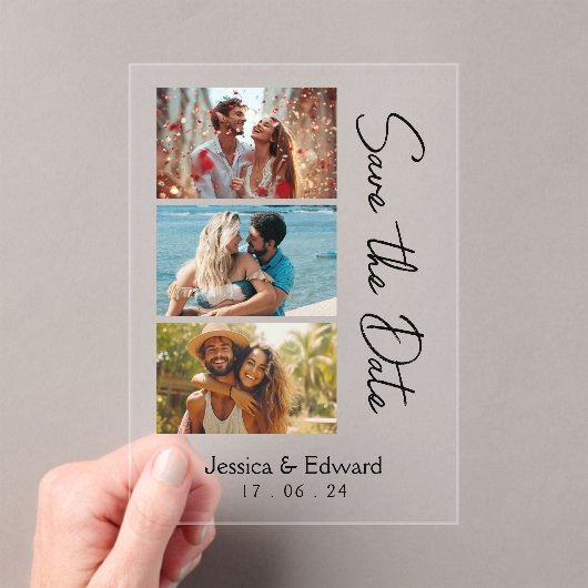 Save the Date FotoBooth Qr Code Schwarz-weiß Chic Acryleinladungen (Insitu (Handheld))