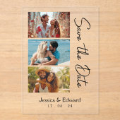 Save the Date FotoBooth Qr Code Schwarz-weiß Chic Acryleinladungen (Vorderseite)