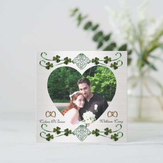 Save the Date Fotokarte Irish Hochzeit Unity Knote (Stehend Vorderseite)