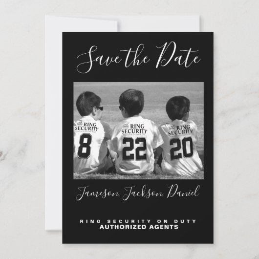 Save the Date Fotokarte mit Ring Security (Rückseite)