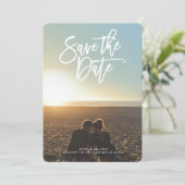 Save the Date Fotokarte, Pinselschrift (Stehend Vorderseite)