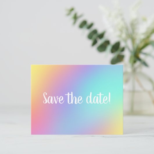 Save The Date! Freeform Pastel Gradient Postkarten (Stehend Vorderseite)