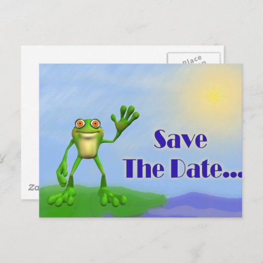 Save the Date Frog Ankündigungspostkarte (Vorne/Hinten)
