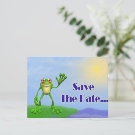 Save the Date Frog Ankündigungspostkarte (Stehend Vorderseite)
