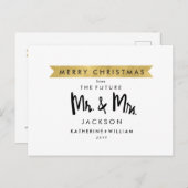 Save the Date | frohe Weihnacht-zukünftiger Herr Ankündigungspostkarte (Vorne/Hinten)
