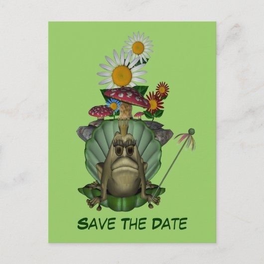 Save the Date Frosch-Prinzessin auf der Throne-Pos Ankündigungspostkarte (Vorderseite)