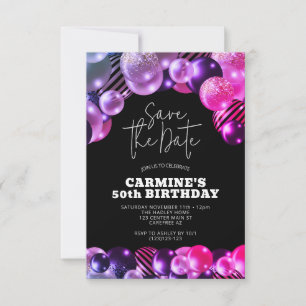 Save the Date Fuchsia 50. Geburtstag Einladung